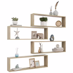 vidaXL 4x Wall Cube Shelf Sonoma Oak Engineered Wood Hanging Floating Unit