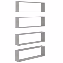 vidaXL 4x Wall Cube Shelf Concrete Grey Engineered Wood Hanging Floating Shelf