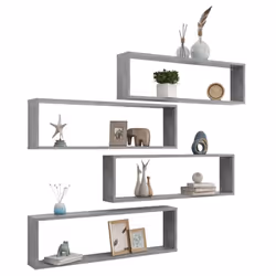 vidaXL 4x Wall Cube Shelf Concrete Grey Engineered Wood Hanging Floating Shelf