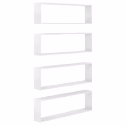 vidaXL 4x Wall Cube Shelf High Gloss White Engineered Wood Wall Hanging Shelf