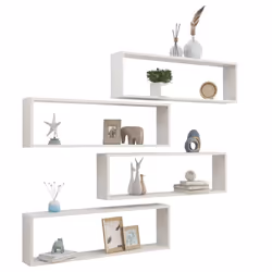 vidaXL 4x Wall Cube Shelf High Gloss White Engineered Wood Wall Hanging Shelf