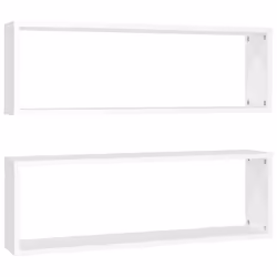 vidaXL 2x Wall Cube Shelf White Engineered Wood Storage Hanging Shelf Unit