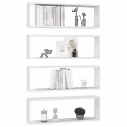 vidaXL 4x Wall Cube Shelf White Engineered Wood Storage Hanging Floating Shelf