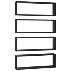vidaXL 4x Wall Cube Shelf Black Engineered Wood Storage Hanging Floating Shelf