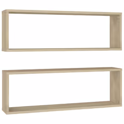 vidaXL 2x Wall Cube Shelf Sonoma Oak Engineered Wood Hanging Floating Unit