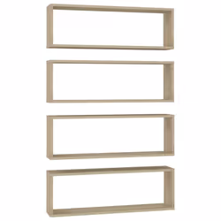vidaXL 4x Wall Cube Shelf Sonoma Oak Engineered Wood Hanging Floating Unit