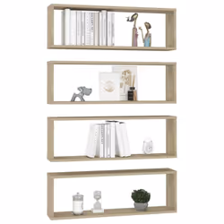 vidaXL 4x Wall Cube Shelf Sonoma Oak Engineered Wood Hanging Floating Unit