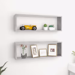 vidaXL 2x Wall Cube Shelf Concrete Grey Engineered Wood Hanging Floating Shelf