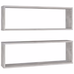 vidaXL 2x Wall Cube Shelf Concrete Grey Engineered Wood Hanging Floating Shelf