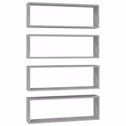 vidaXL 4x Wall Cube Shelf Concrete Grey Engineered Wood Hanging Floating Shelf