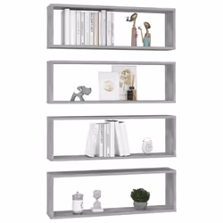 vidaXL 4x Wall Cube Shelf Concrete Grey Engineered Wood Hanging Floating Shelf