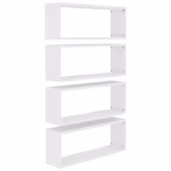 vidaXL 4x Wall Shelf White Engineered Wood Wall-Mounted Floating Hanging Shelf