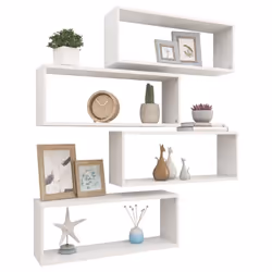 vidaXL 4x Wall Shelf White Engineered Wood Wall-Mounted Floating Hanging Shelf