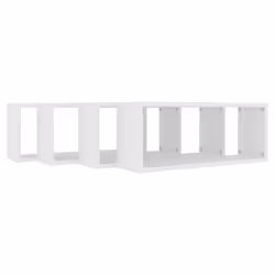 vidaXL 4x Wall Shelf White Engineered Wood Wall-Mounted Floating Hanging Shelf - Additional view 7