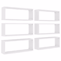 vidaXL 6x Wall Shelf White Engineered Wood Wall-Mounted Floating Hanging Shelf