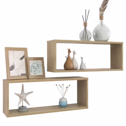 vidaXL 2x Wall Shelf Sonoma Oak Engineered Wood Wall-Mounted Floating Shelf