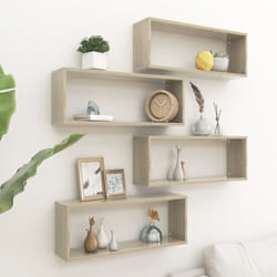 vidaXL 4x Wall Shelf Sonoma Oak Engineered Wood Wall-Mounted Floating Shelf