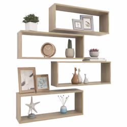 vidaXL 4x Wall Shelf Sonoma Oak Engineered Wood Wall-Mounted Floating Shelf