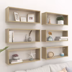 vidaXL 6x Wall Shelf Sonoma Oak Engineered Wood Wall-Mounted Floating Shelf