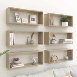 vidaXL 6x Wall Shelf Sonoma Oak Engineered Wood Wall-Mounted Floating Shelf