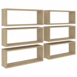 vidaXL 6x Wall Shelf Sonoma Oak Engineered Wood Wall-Mounted Floating Shelf