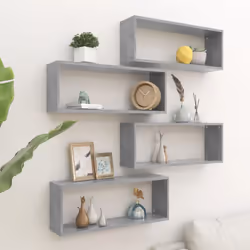 vidaXL 4x Wall Shelf Concrete Grey Engineered Wood Wall-Mounted Floating Shelf