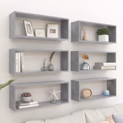 vidaXL 6x Wall Shelf Concrete Grey Engineered Wood Wall-Mounted Floating Shelf