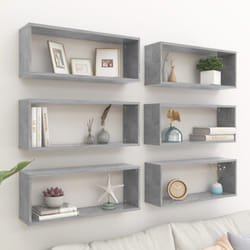 vidaXL 6x Wall Shelf Concrete Grey Engineered Wood Wall-Mounted Floating Shelf