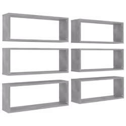 vidaXL 6x Wall Shelf Concrete Grey Engineered Wood Wall-Mounted Floating Shelf