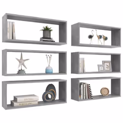 vidaXL 6x Wall Shelf Concrete Grey Engineered Wood Wall-Mounted Floating Shelf