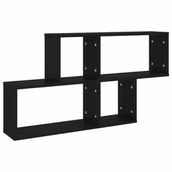 vidaXL Wall Shelf Black Engineered Wood Wall-Mounted Hanging Floating Shelf