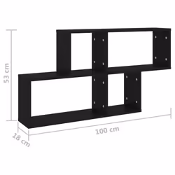 vidaXL Wall Shelf Black Engineered Wood Wall-Mounted Hanging Floating Shelf - Additional view 4