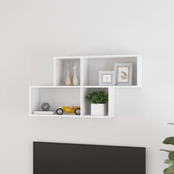 vidaXL Wall Shelf High Gloss White Engineered Wood Wall-Mounted Hanging Shelf