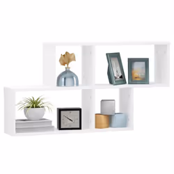 vidaXL Wall Shelf High Gloss White Engineered Wood Wall-Mounted Hanging Shelf