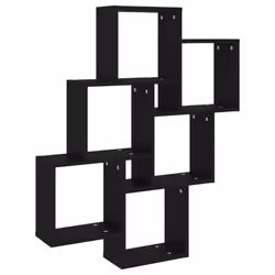 vidaXL Wall Cube Shelf Black Engineered Wood Wall Cube Hanging Floating Shelf