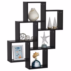 vidaXL Wall Cube Shelf Black Engineered Wood Wall Cube Hanging Floating Shelf