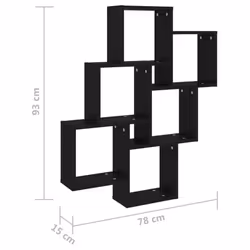 vidaXL Wall Cube Shelf Black Engineered Wood Wall Cube Hanging Floating Shelf - Additional view 6