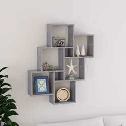 vidaXL Wall Cube Shelf Concrete Grey Engineered Wood Wall Cube Hanging Shelf