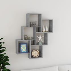 vidaXL Wall Cube Shelf Concrete Grey Engineered Wood Wall Cube Hanging Shelf
