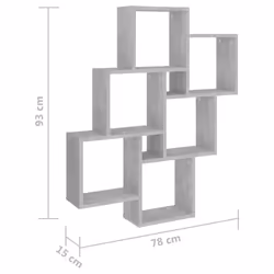 vidaXL Wall Cube Shelf Concrete Grey Engineered Wood Wall Cube Hanging Shelf - Additional view 6