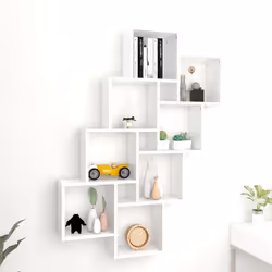 vidaXL Wall Cube Shelf White Engineered Wood Wall Cube Floating Hanging Shelf