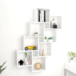 vidaXL Wall Cube Shelf White Engineered Wood Wall Cube Floating Hanging Shelf