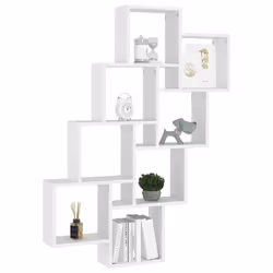 vidaXL Wall Cube Shelf White Engineered Wood Wall Cube Floating Hanging Shelf