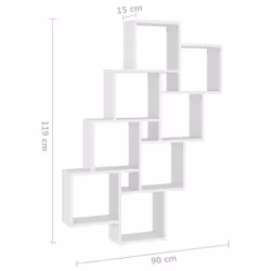vidaXL Wall Cube Shelf White Engineered Wood Wall Cube Floating Hanging Shelf - Additional view 4