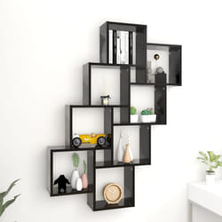 vidaXL Wall Cube Shelf Black Engineered Wood Wall Cube Floating Hanging Shelf