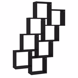 vidaXL Wall Cube Shelf Black Engineered Wood Wall Cube Floating Hanging Shelf