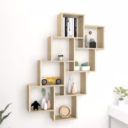vidaXL Wall Cube Shelf Sonoma Oak Engineered Wood Home Wall Cube Hanging Shelf