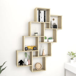 vidaXL Wall Cube Shelf Sonoma Oak Engineered Wood Home Wall Cube Hanging Shelf