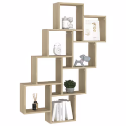 vidaXL Wall Cube Shelf Sonoma Oak Engineered Wood Home Wall Cube Hanging Shelf