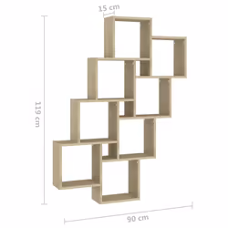 vidaXL Wall Cube Shelf Sonoma Oak Engineered Wood Home Wall Cube Hanging Shelf - Additional view 6